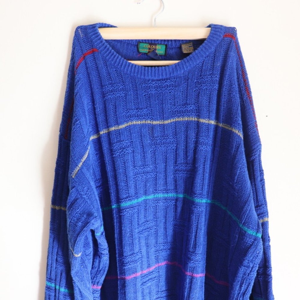 Colours by Alexander Julian 3D VTG 90’s Multicolor Cosby Men’s Sweater Size L - Picture 2 of 4
